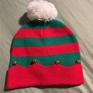 Festive Striped Kids Beanie with Pom Pom